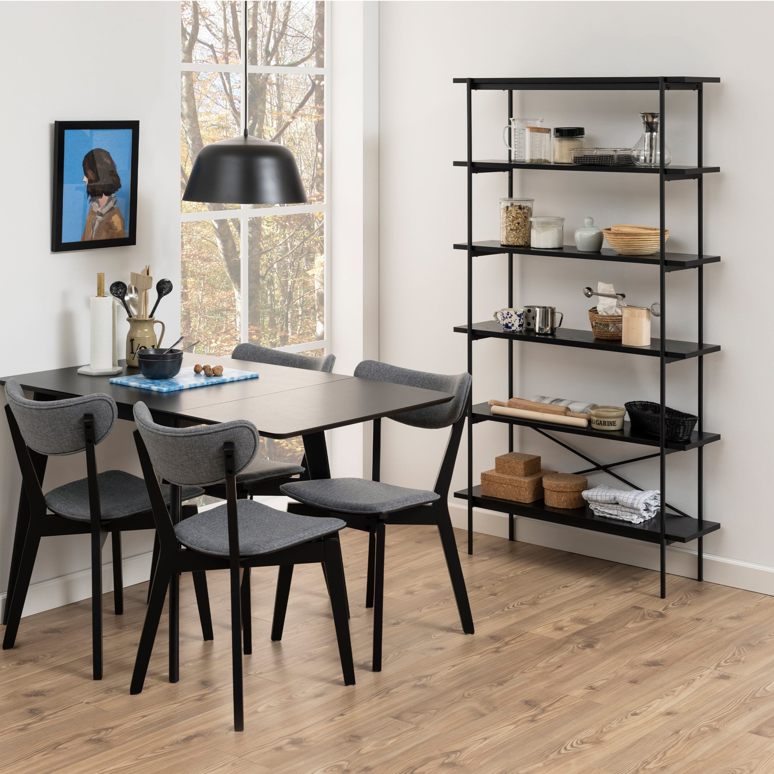 Angus Bookcase with 5 Shelves in Black - Image 5
