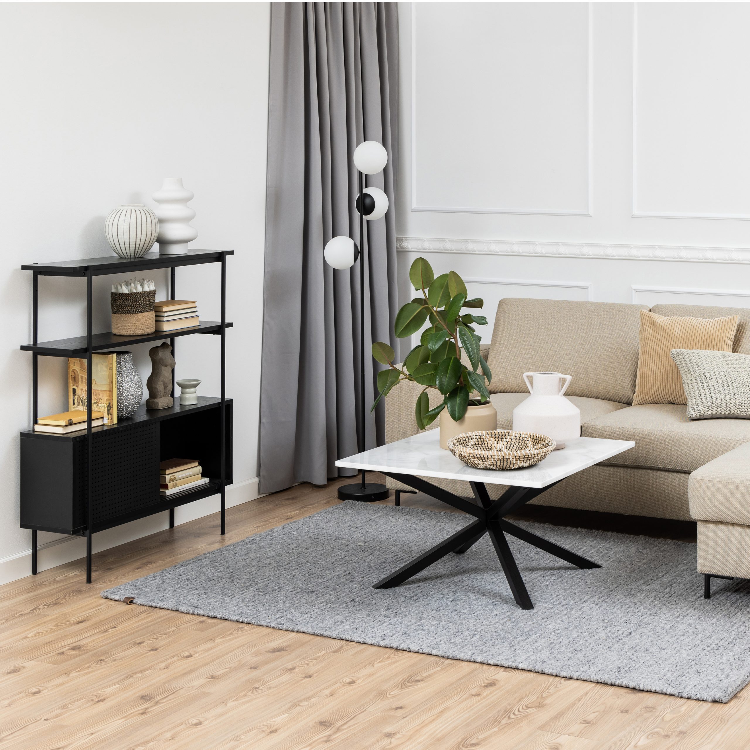 Angus Small Bookcase with 2 Sliding Doors in Black - Image 3