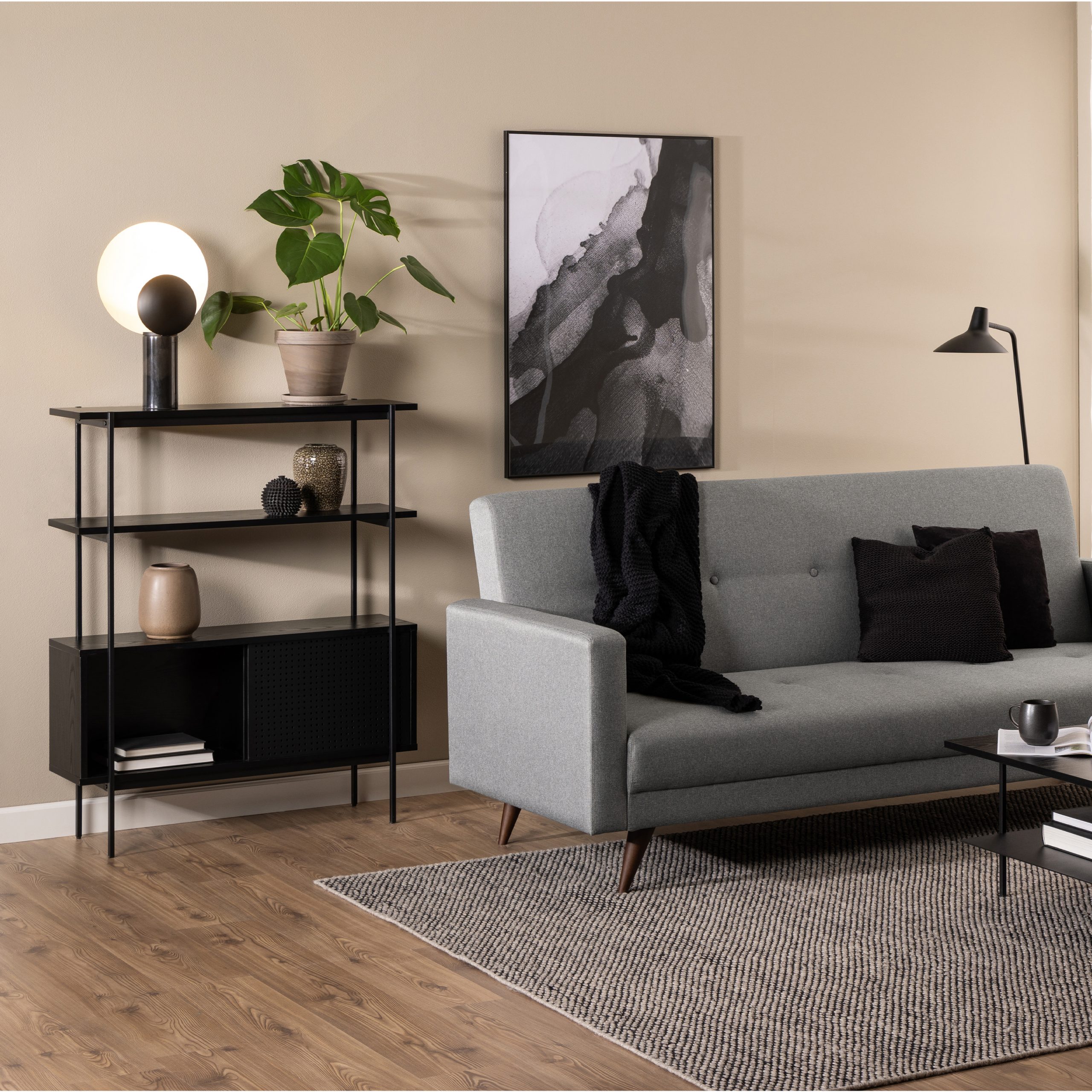 Angus Small Bookcase with 2 Sliding Doors in Black - Image 4