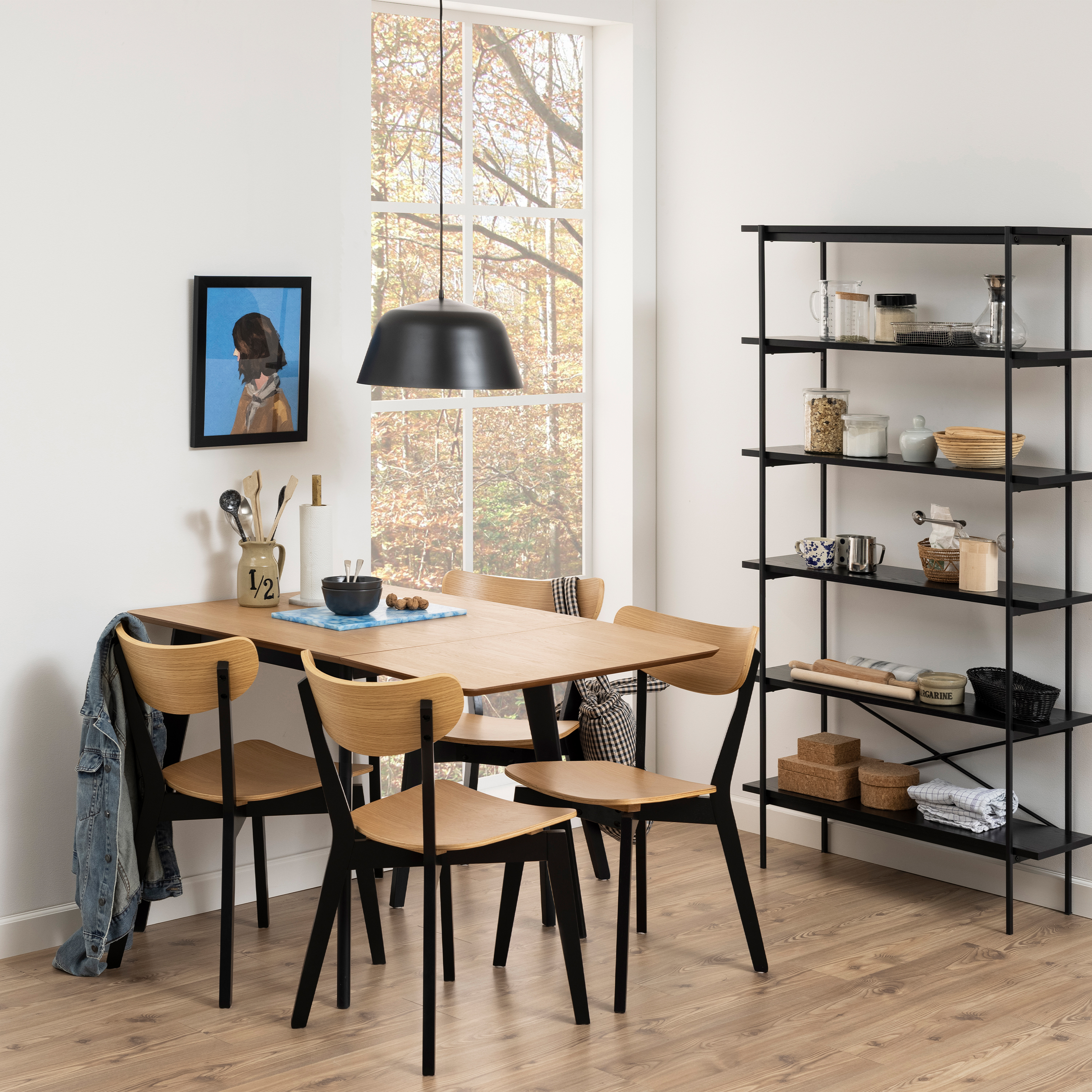 Roxby Extending Dining Table 80-120cm in Oak & Black - Image 3