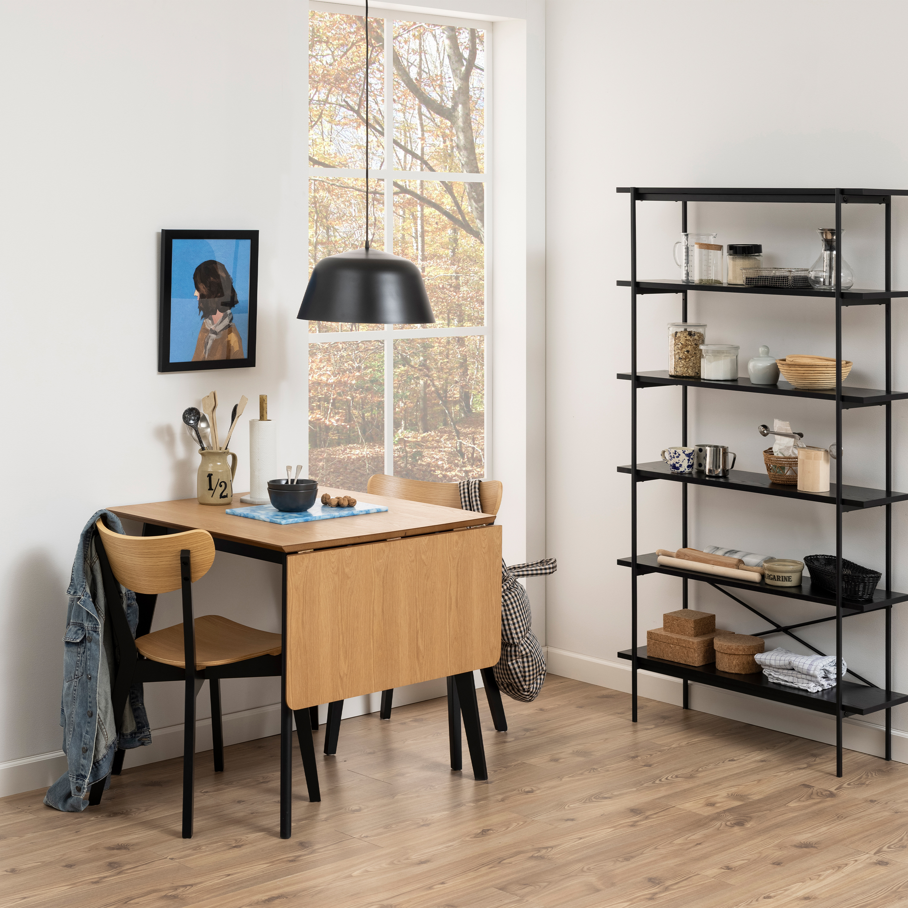 Roxby Extending Dining Table 80-120cm in Oak & Black - Image 4