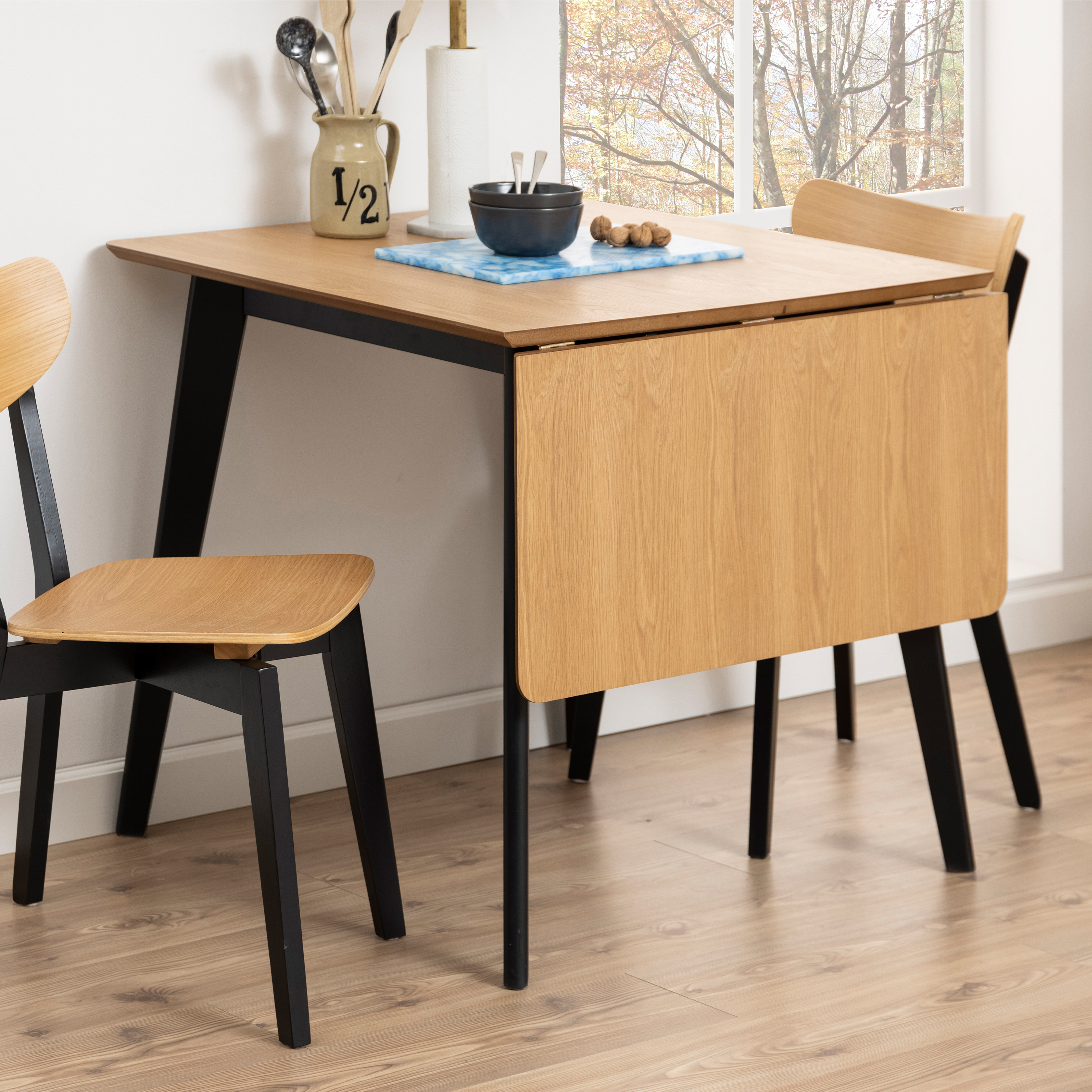 Roxby Extending Dining Table 80-120cm in Oak & Black - Image 5