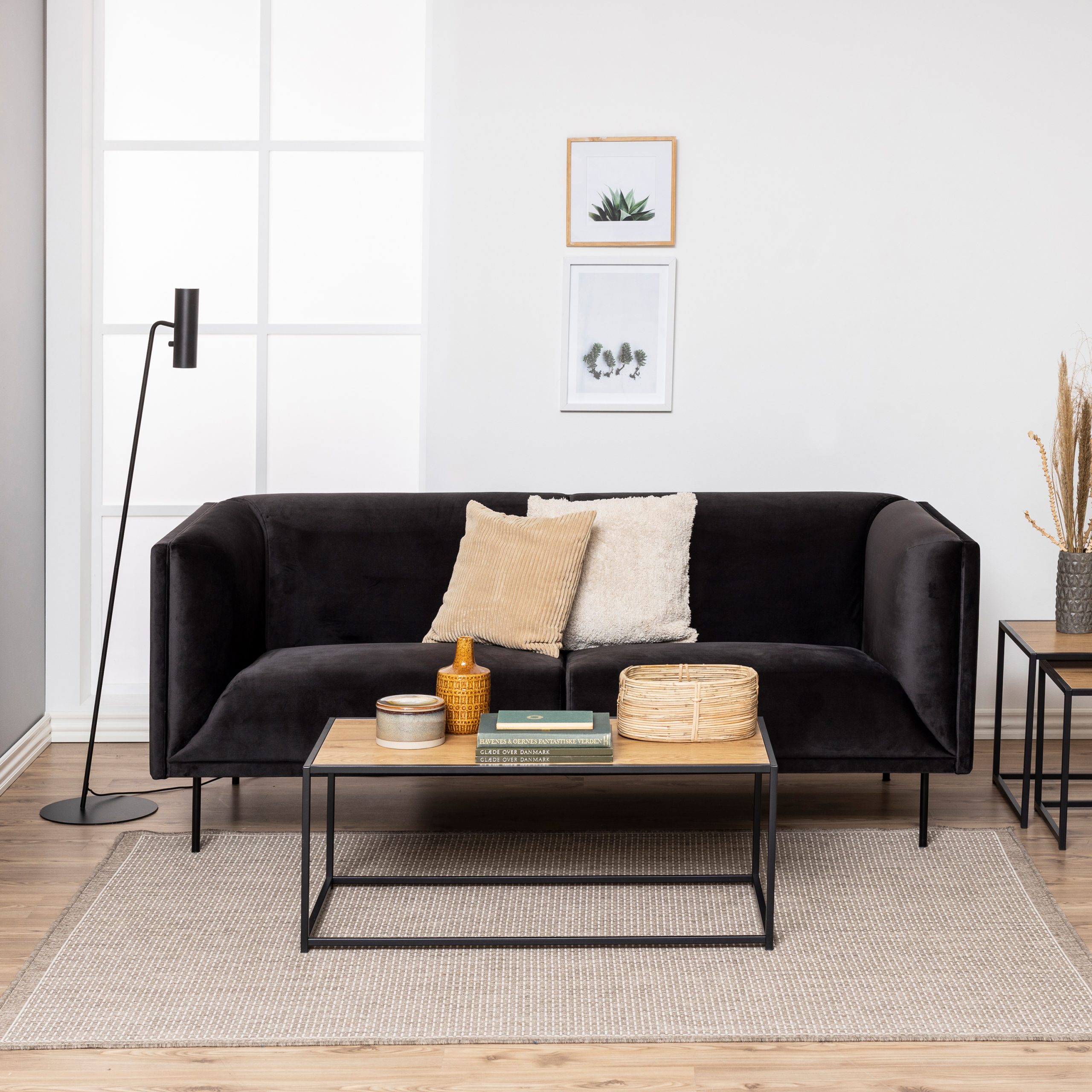 Seaford Black Metal Coffee Table with Oak Top - Image 2
