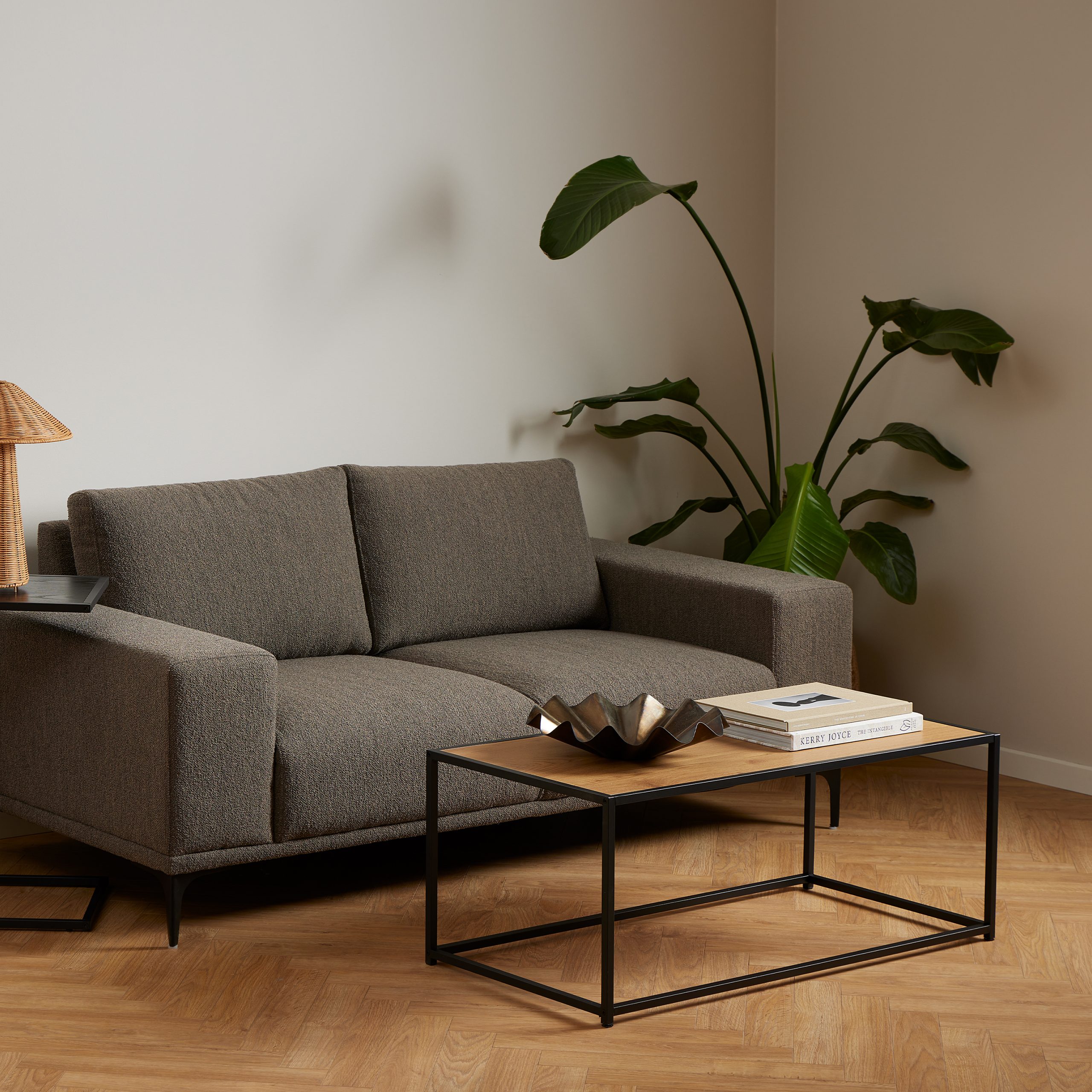 Seaford Black Metal Coffee Table with Oak Top - Image 3