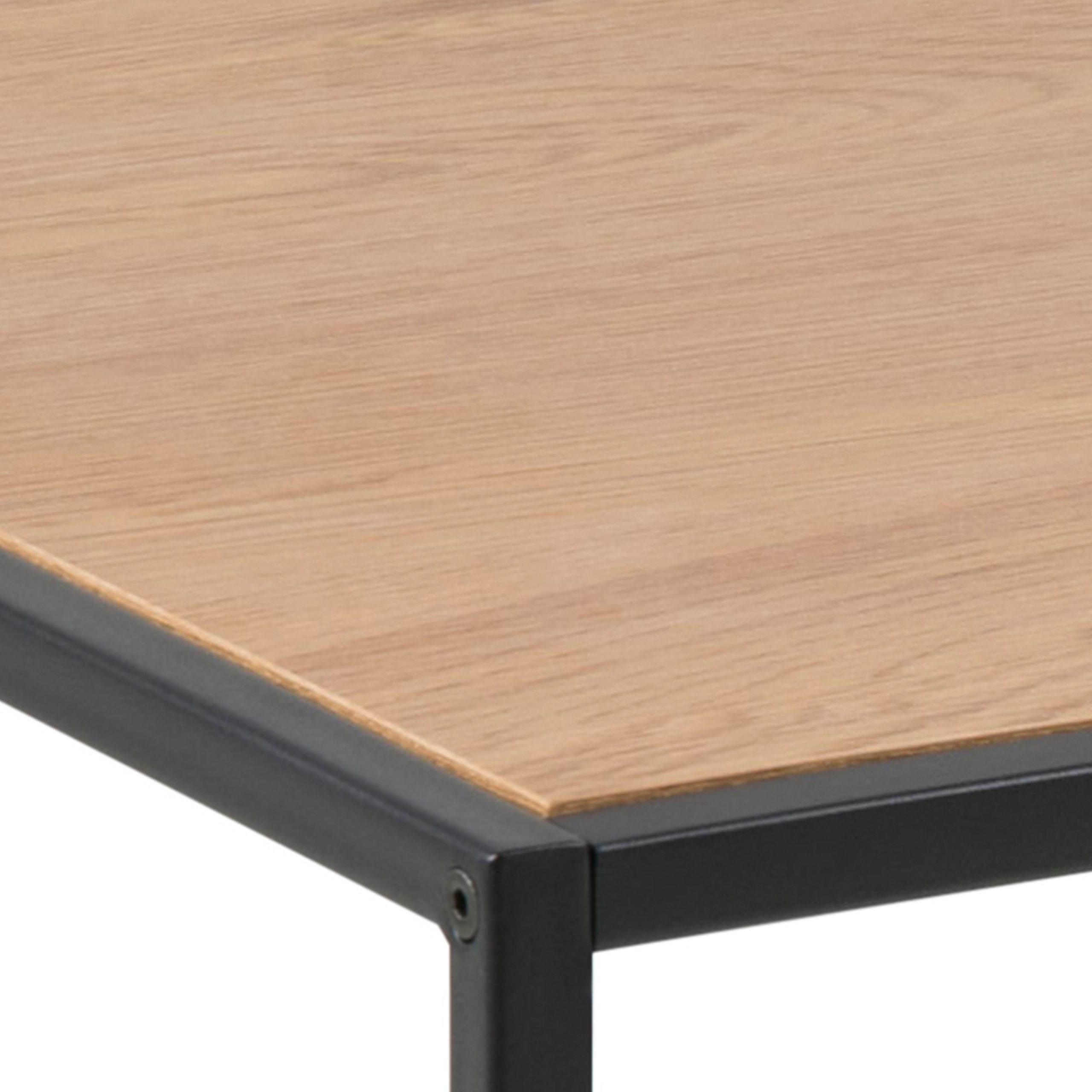 Seaford Black Metal Coffee Table with Oak Top - Image 6