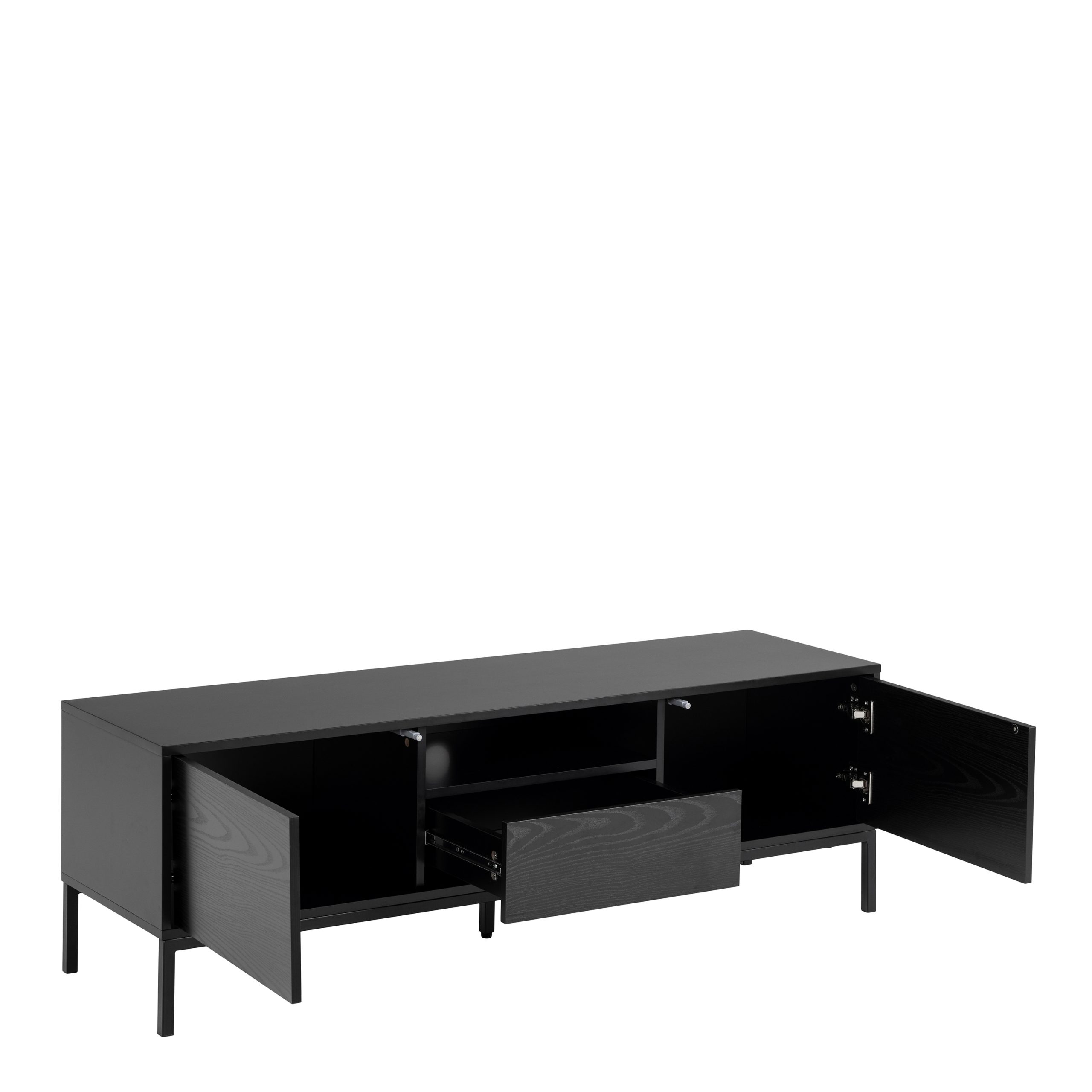 Seaford 2 Door 1 Drawer TV Unit in Ash Black - Image 2