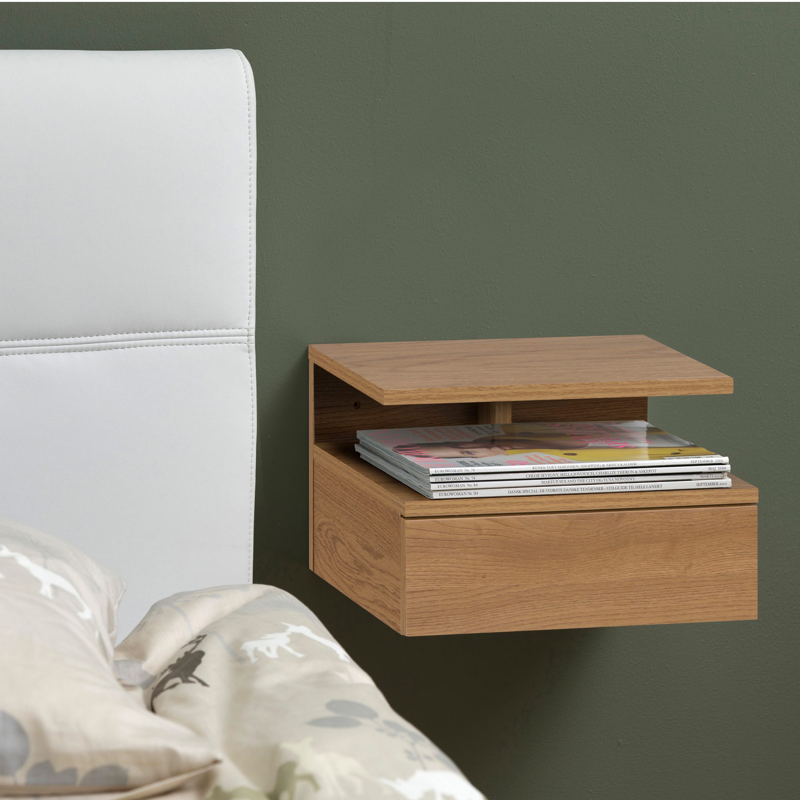Ashlan Bedside Table with 1 Drawer in Oak - Image 3