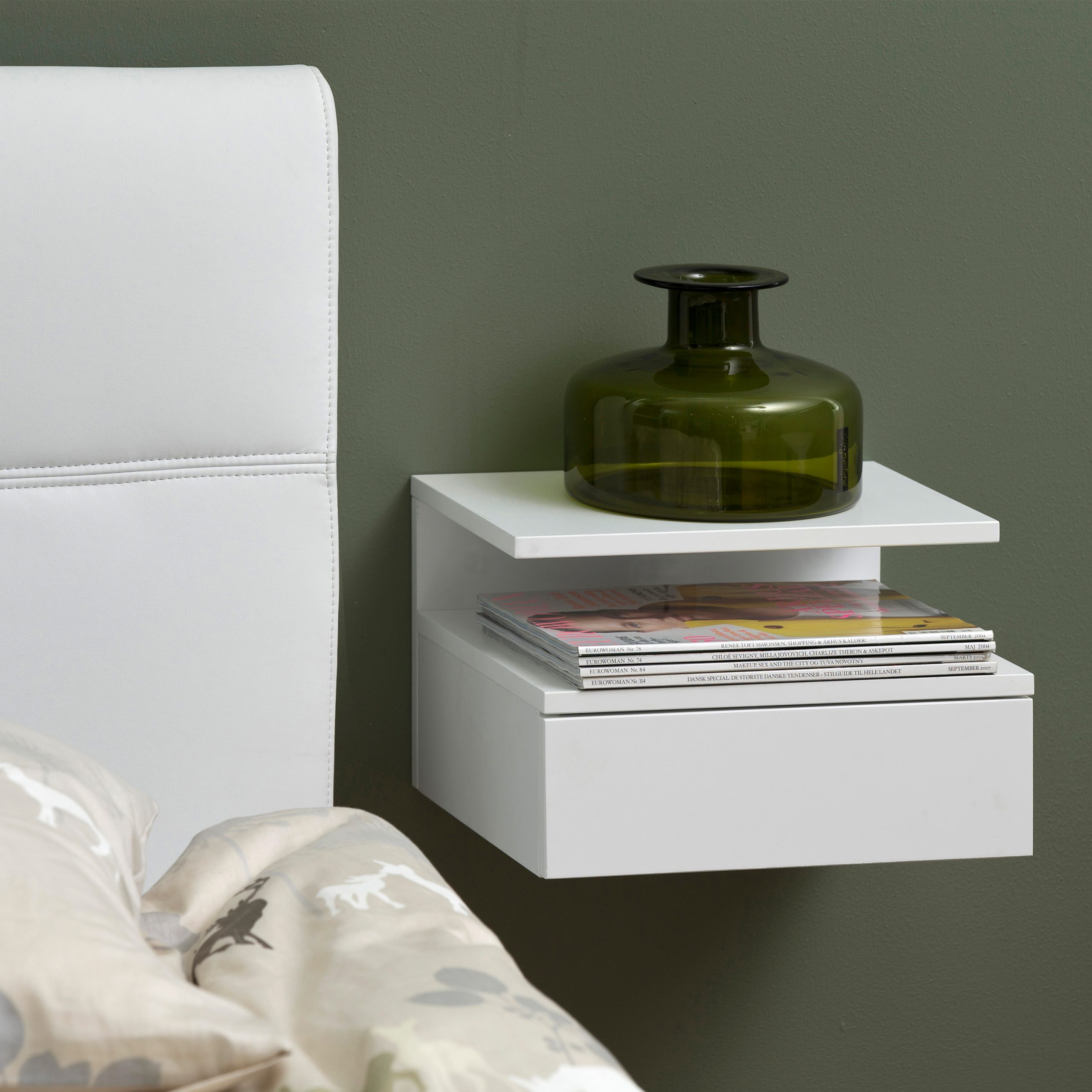 Ashlan Bedside Table with 1 Drawer in White - Image 7