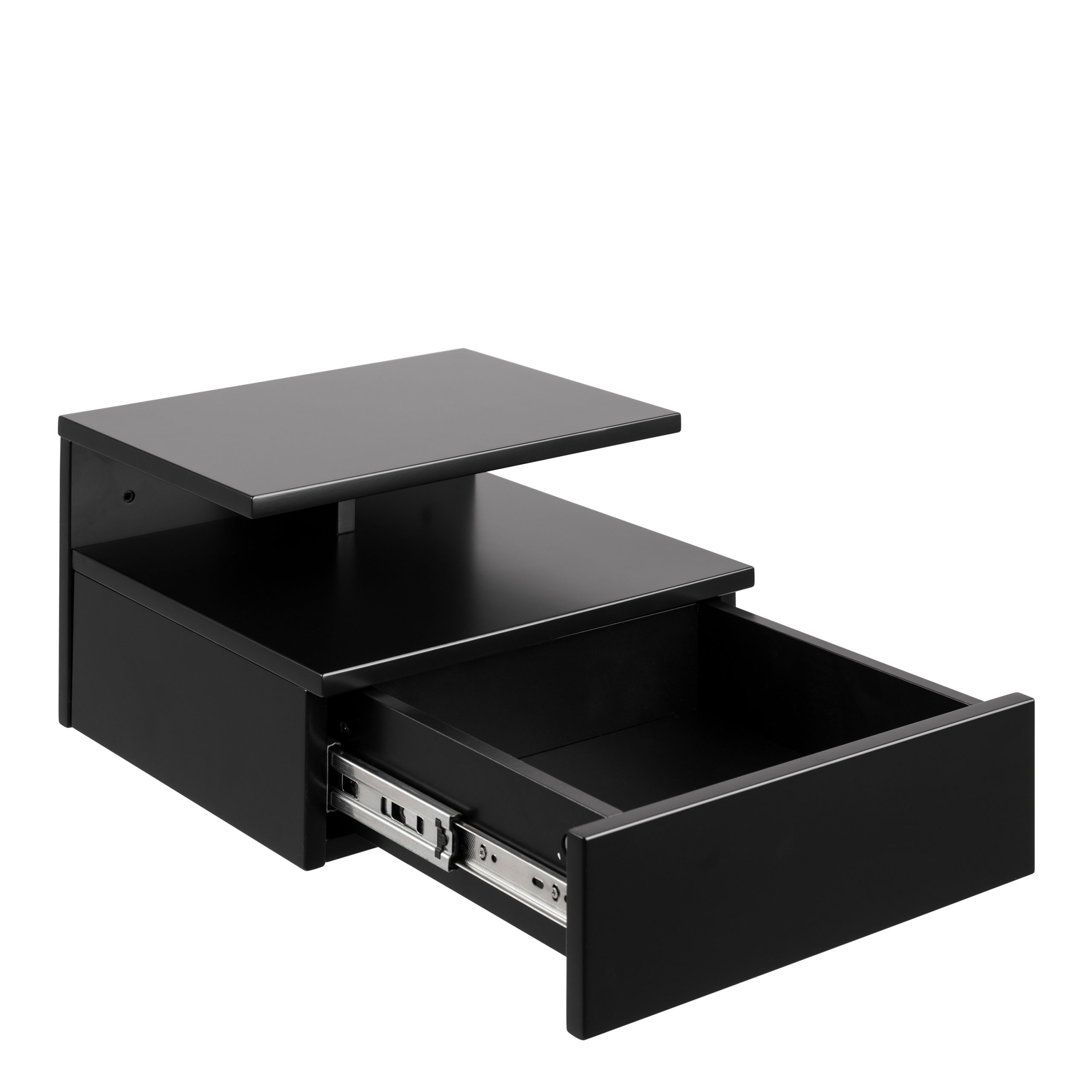 Ashlan Bedside Table with 1 Drawer in Black - Image 2