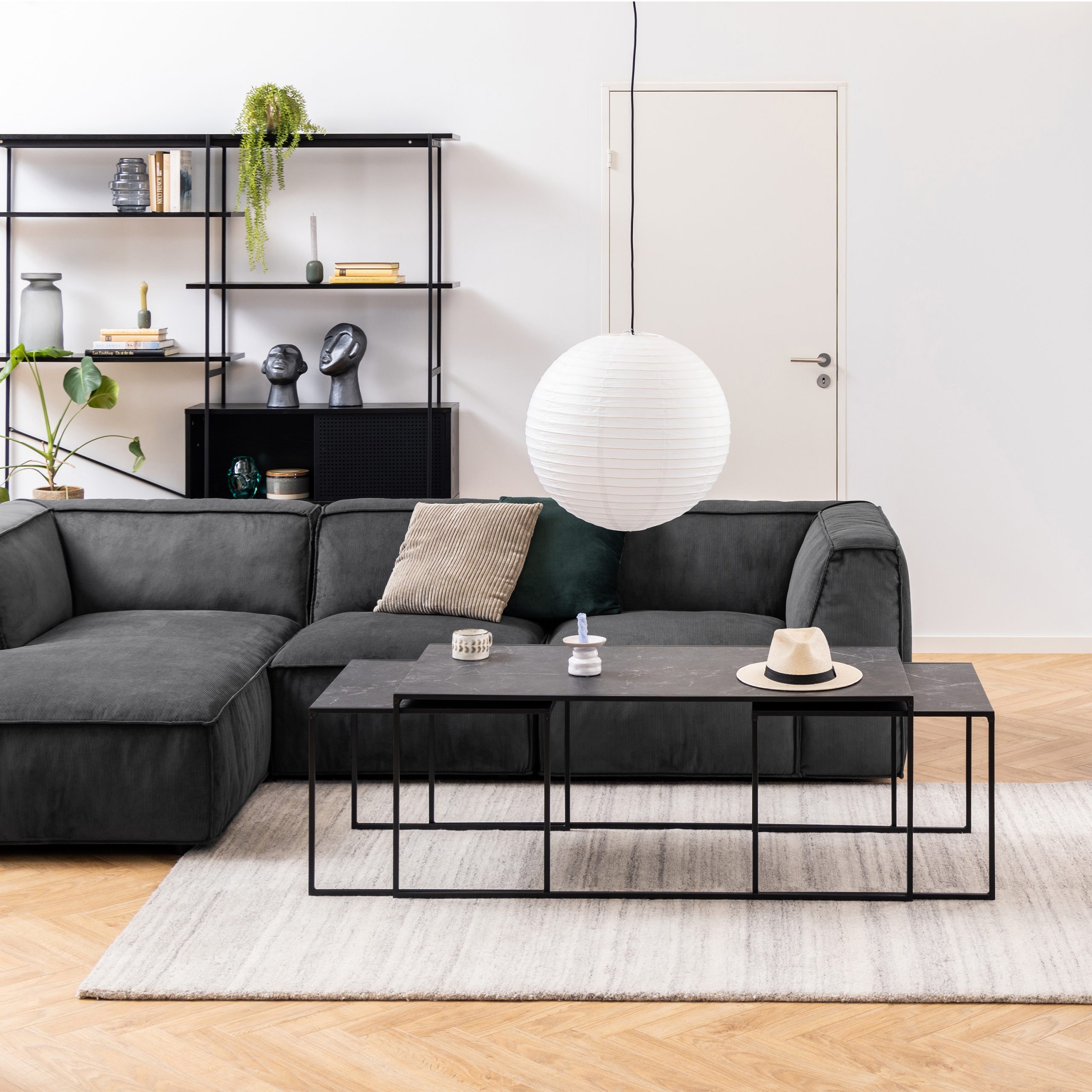 Infinity Square/Coffee Table Setin Matt Black Set of 3 - Image 2