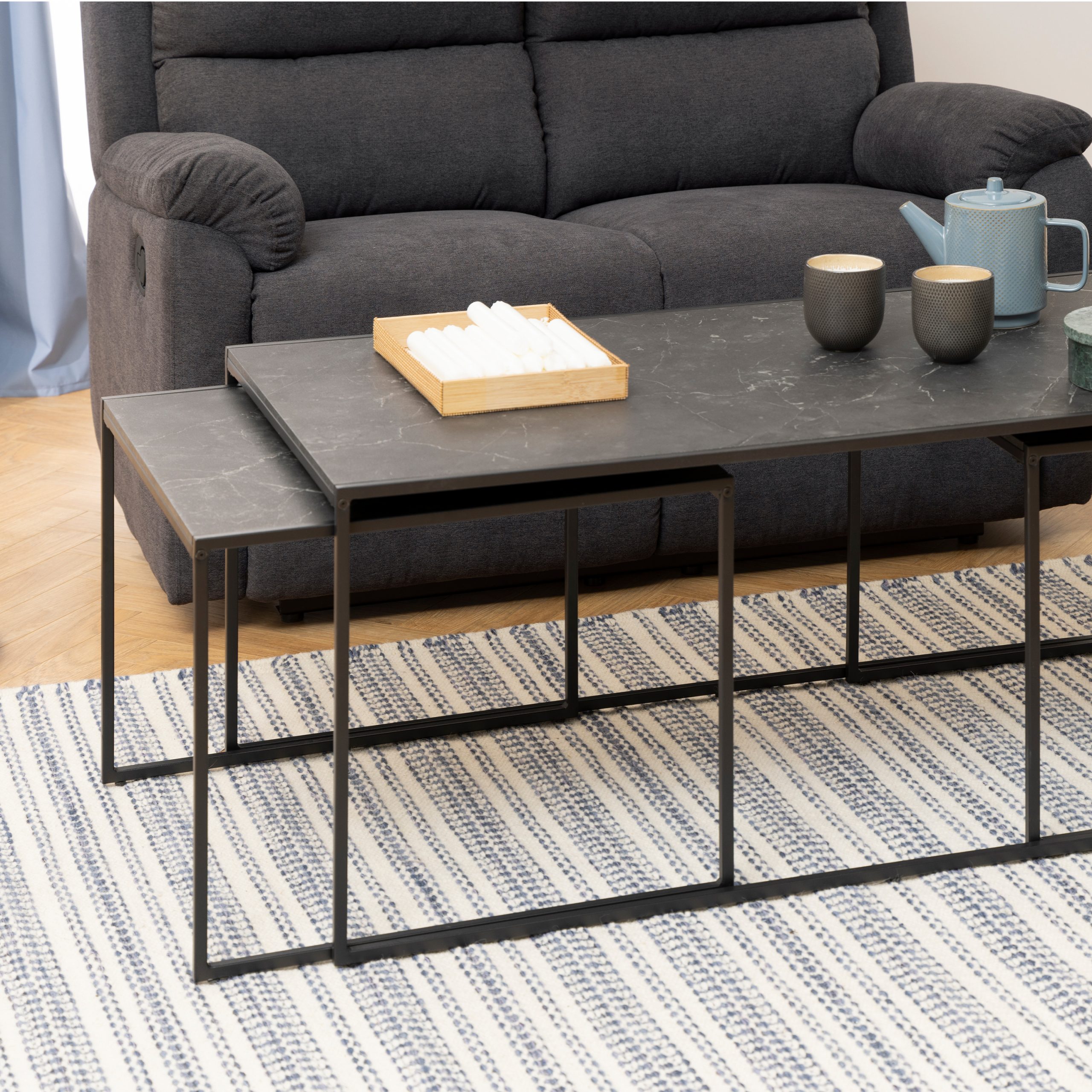 Infinity Square/Coffee Table Setin Matt Black Set of 3 - Image 5