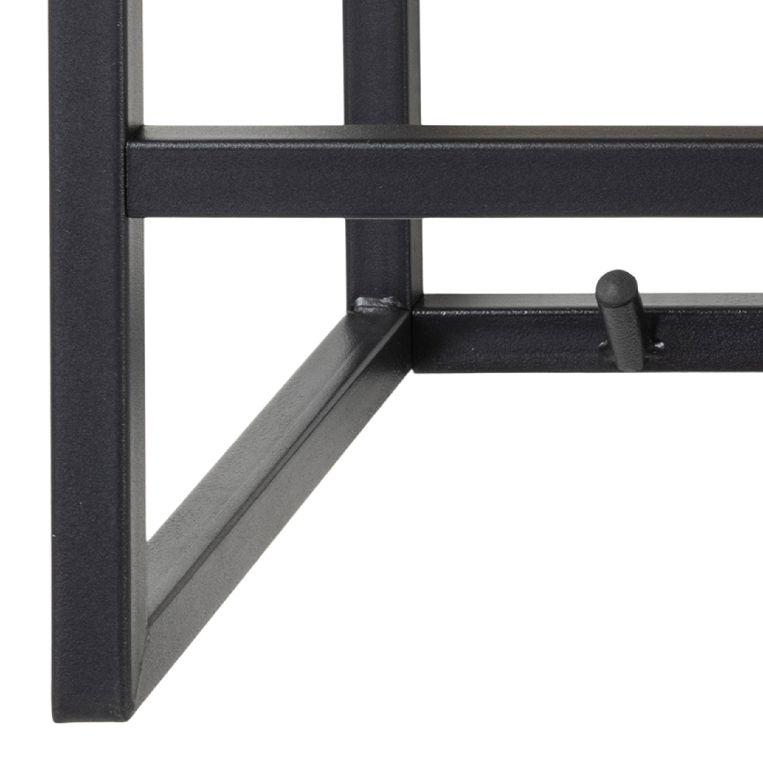 Seaford Black Metal Coat Rack with Oak Top - Image 7