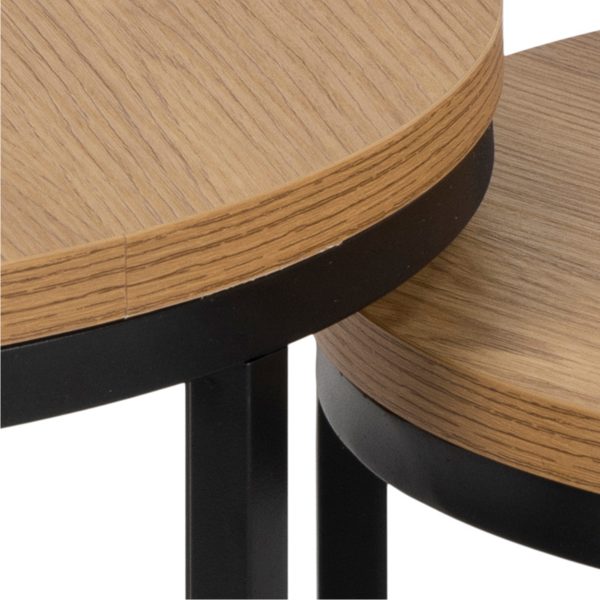 Spiro Round Nest of Tables in Oak - Image 4