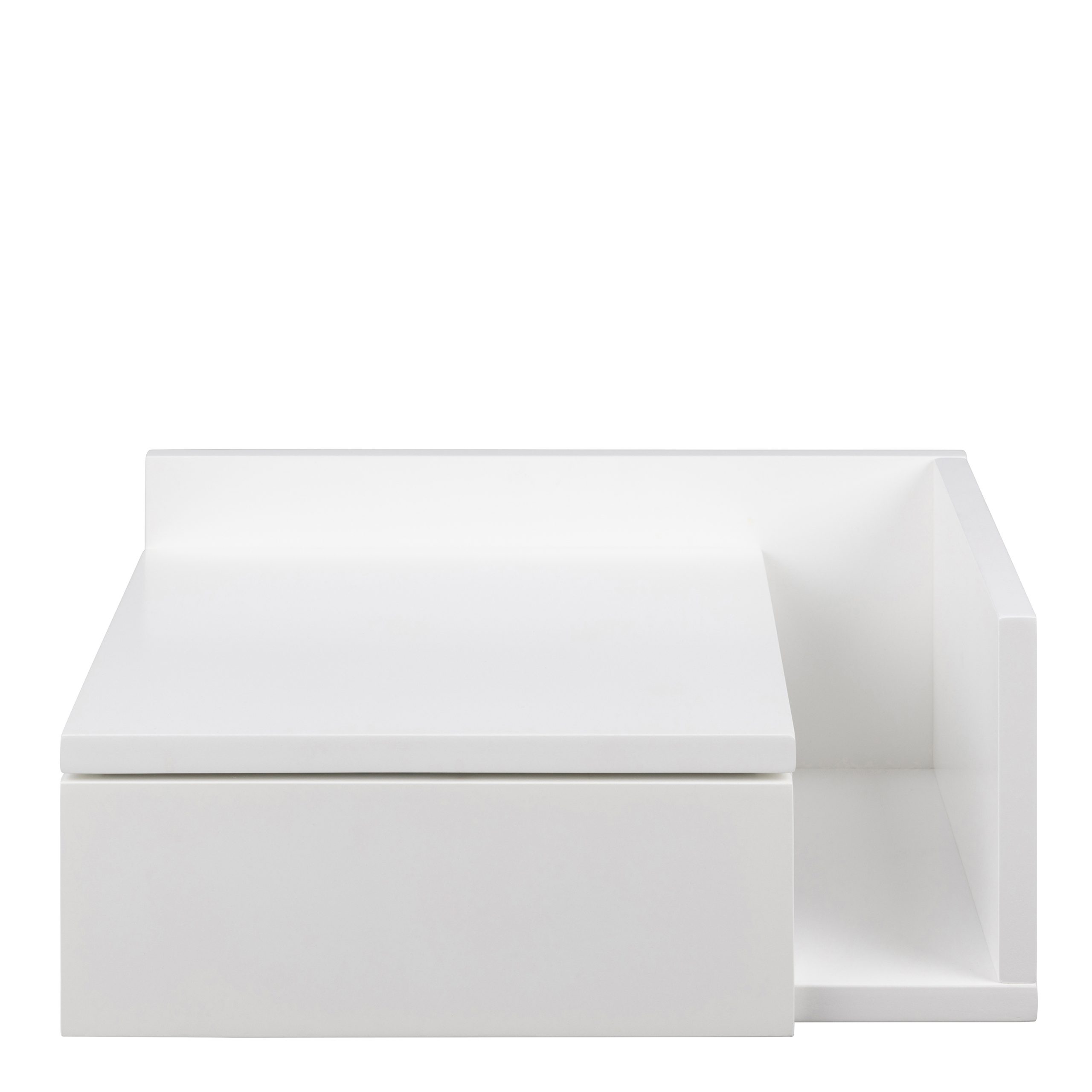 Avignon Square Bedside Table with 1 Drawer & Small Shelf in White - Image 2