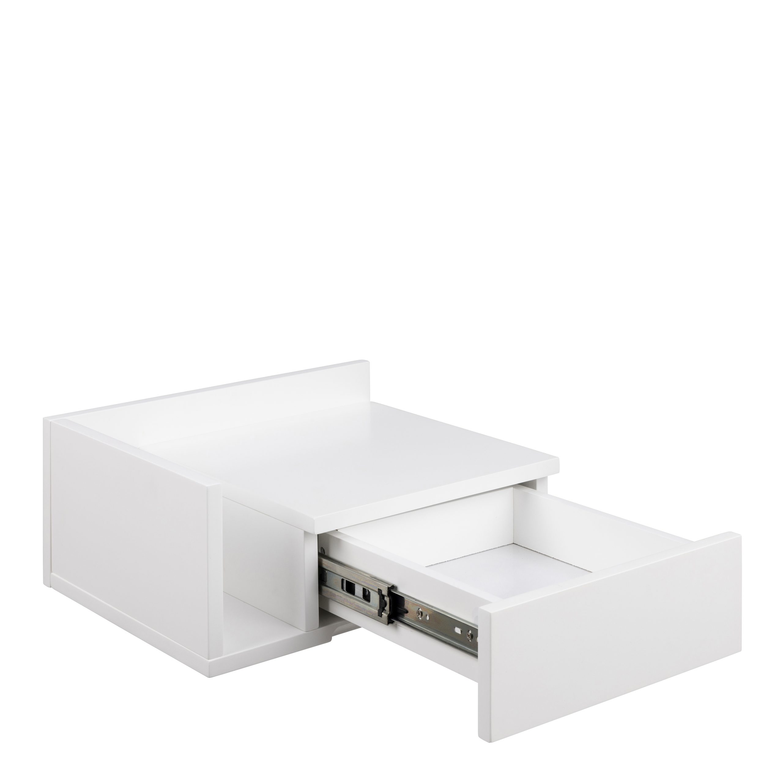 Avignon Square Bedside Table with 1 Drawer & Small Shelf in White - Image 3