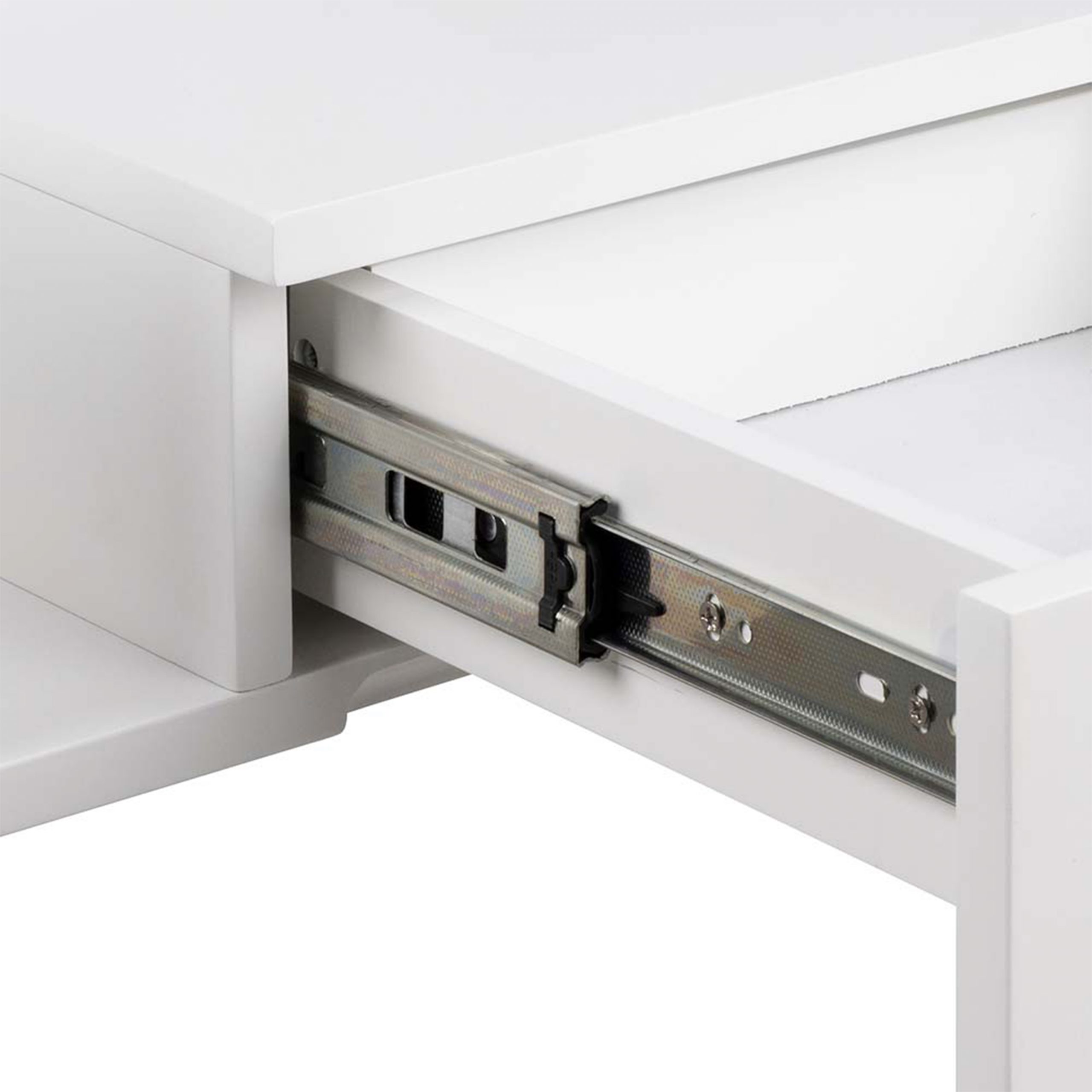 Avignon Square Bedside Table with 1 Drawer & Small Shelf in White - Image 7