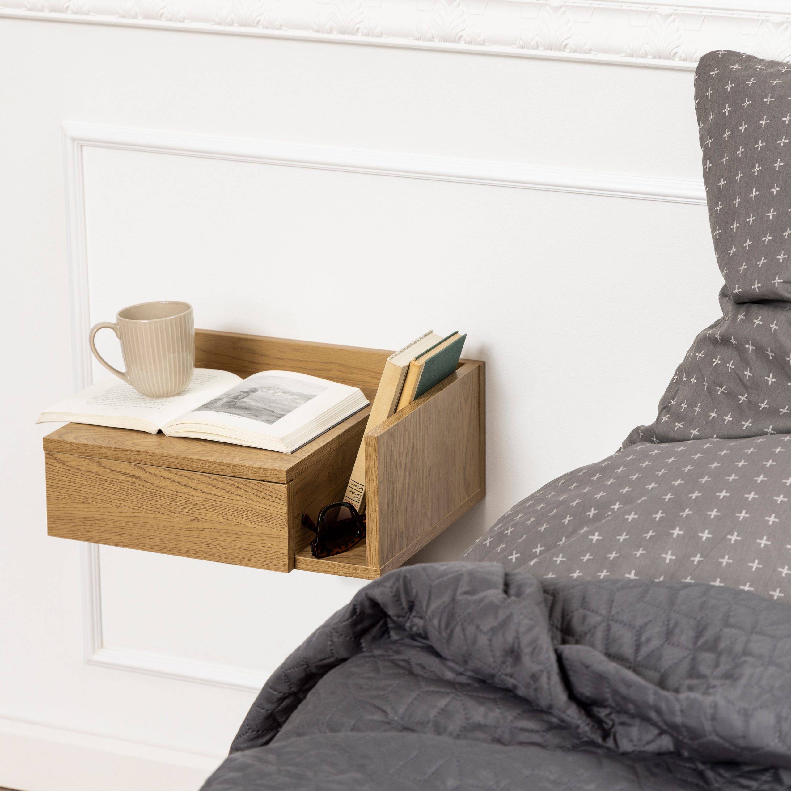 Ashlan Square Bedside Table with 1 Drawers in Oak - Image 6