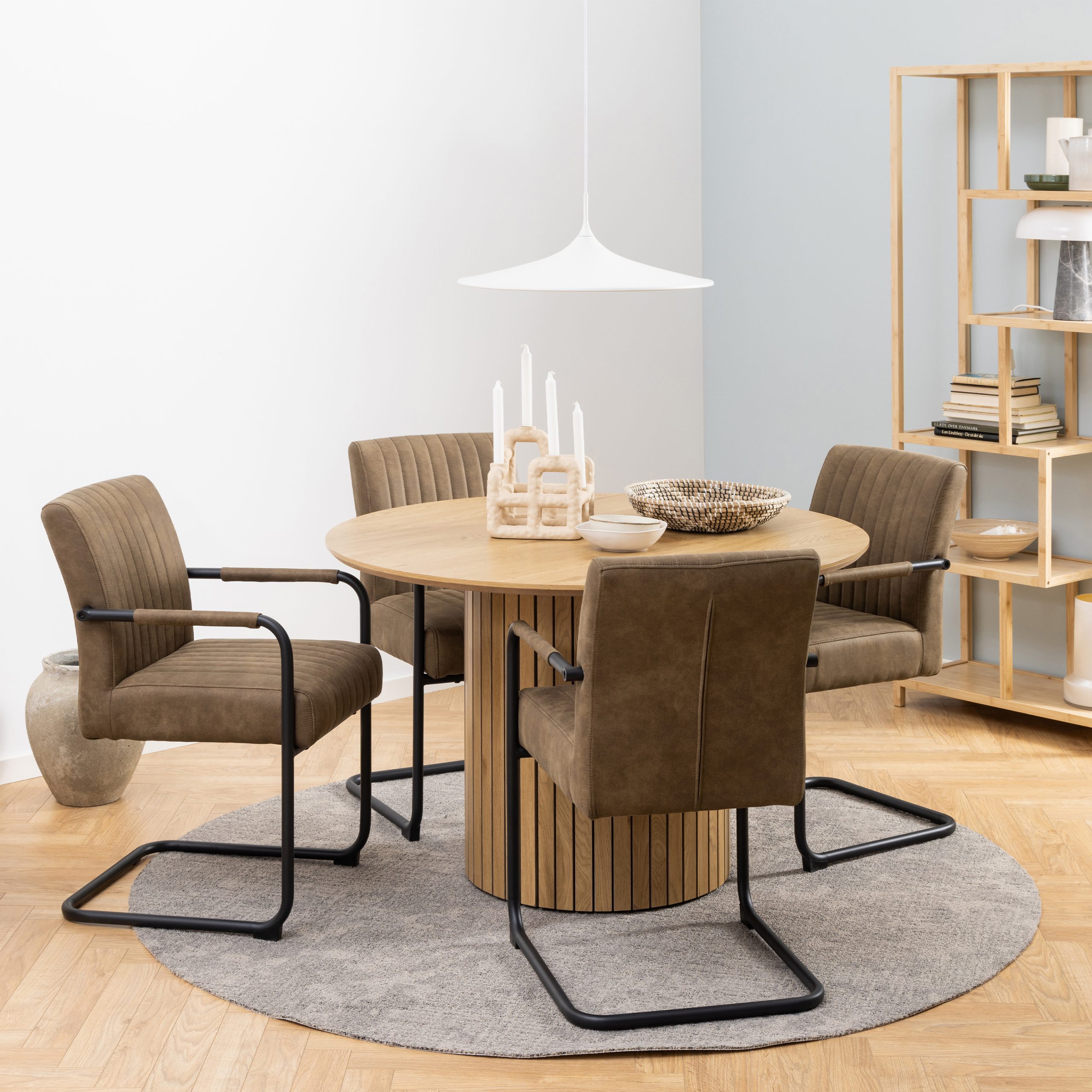 Adele Dining Chair in Light Brown Fabric Set of 2 - Image 2
