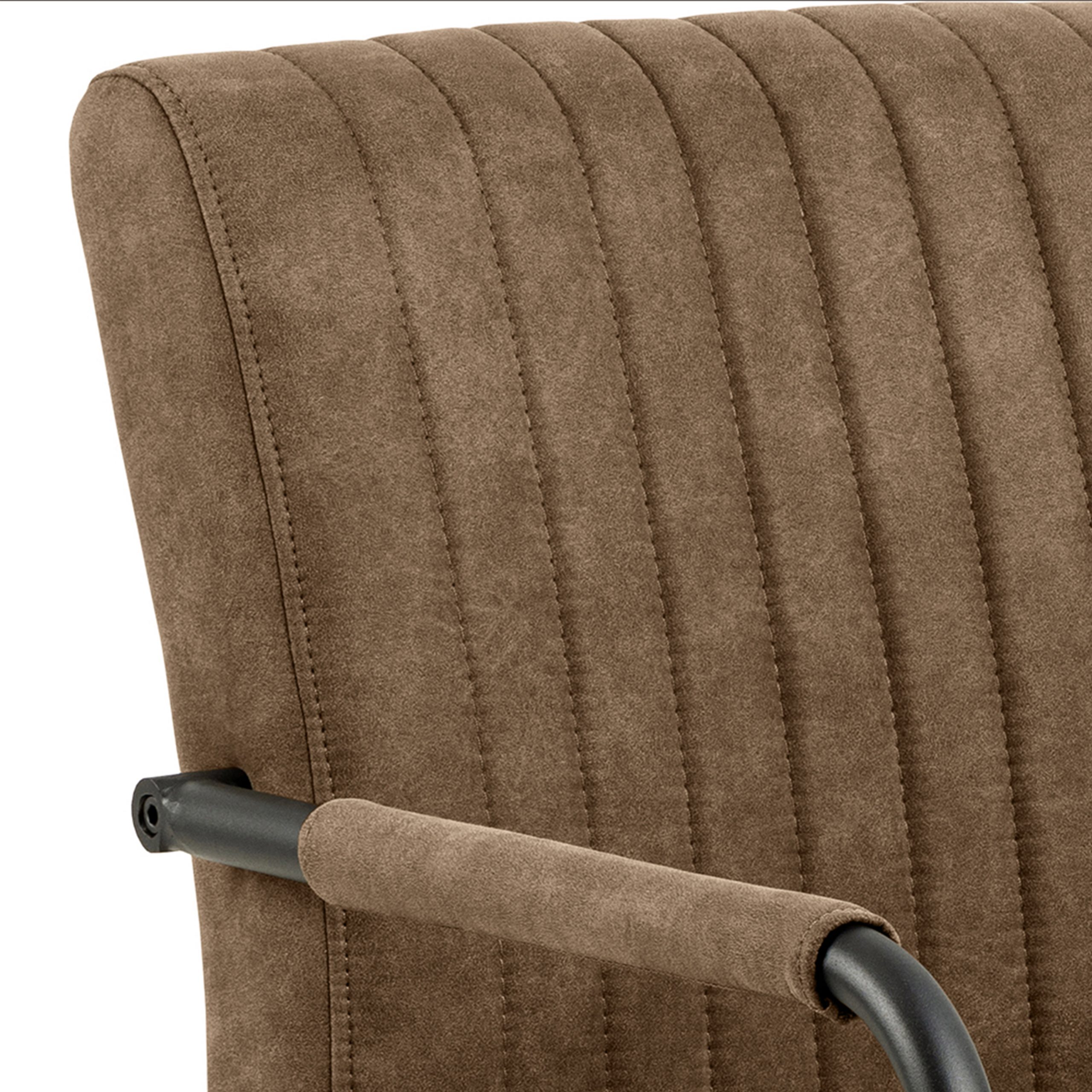 Adele Dining Chair in Light Brown Fabric Set of 2 - Image 4
