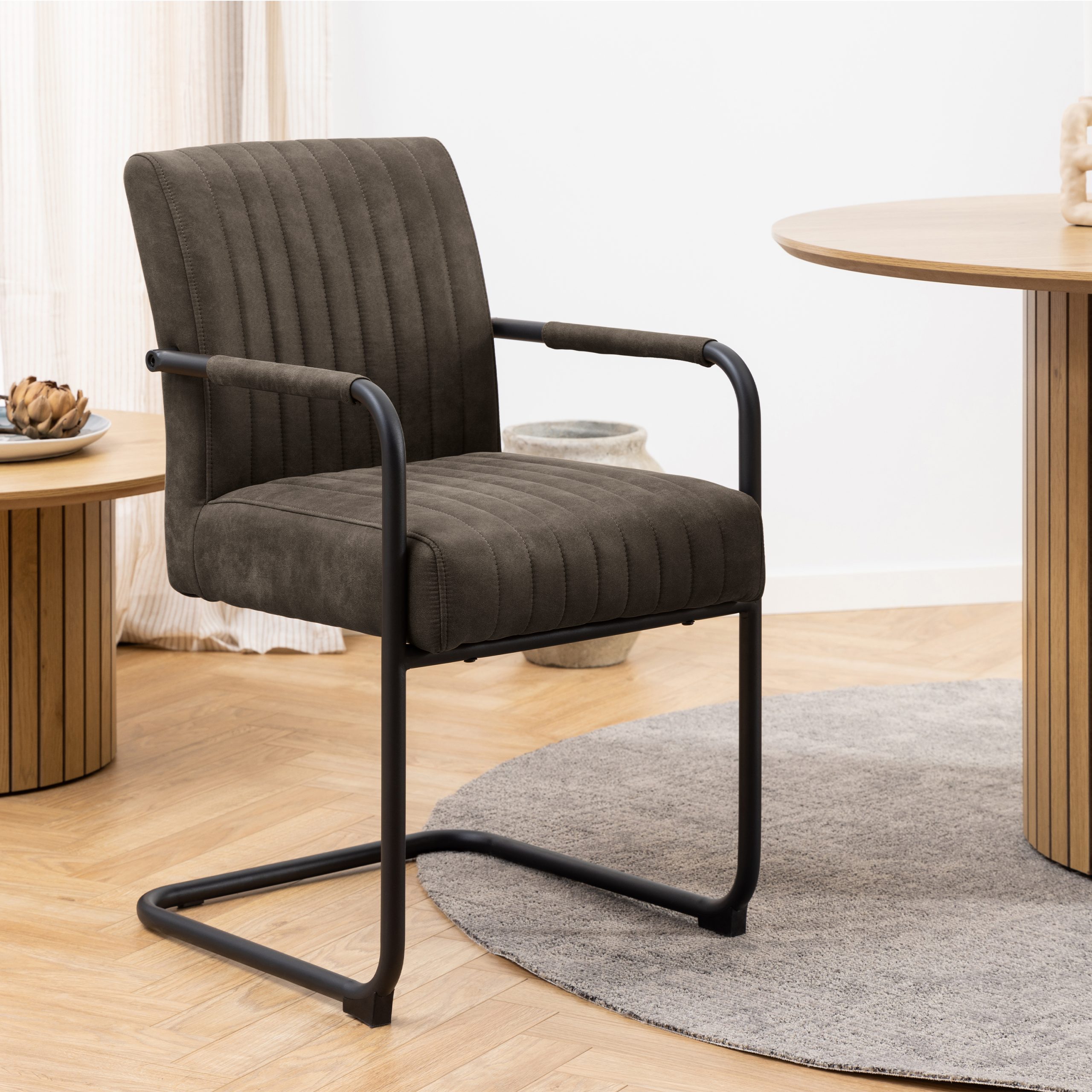Adele Dining Chair in Grey Fabric Set of 2 - Image 3