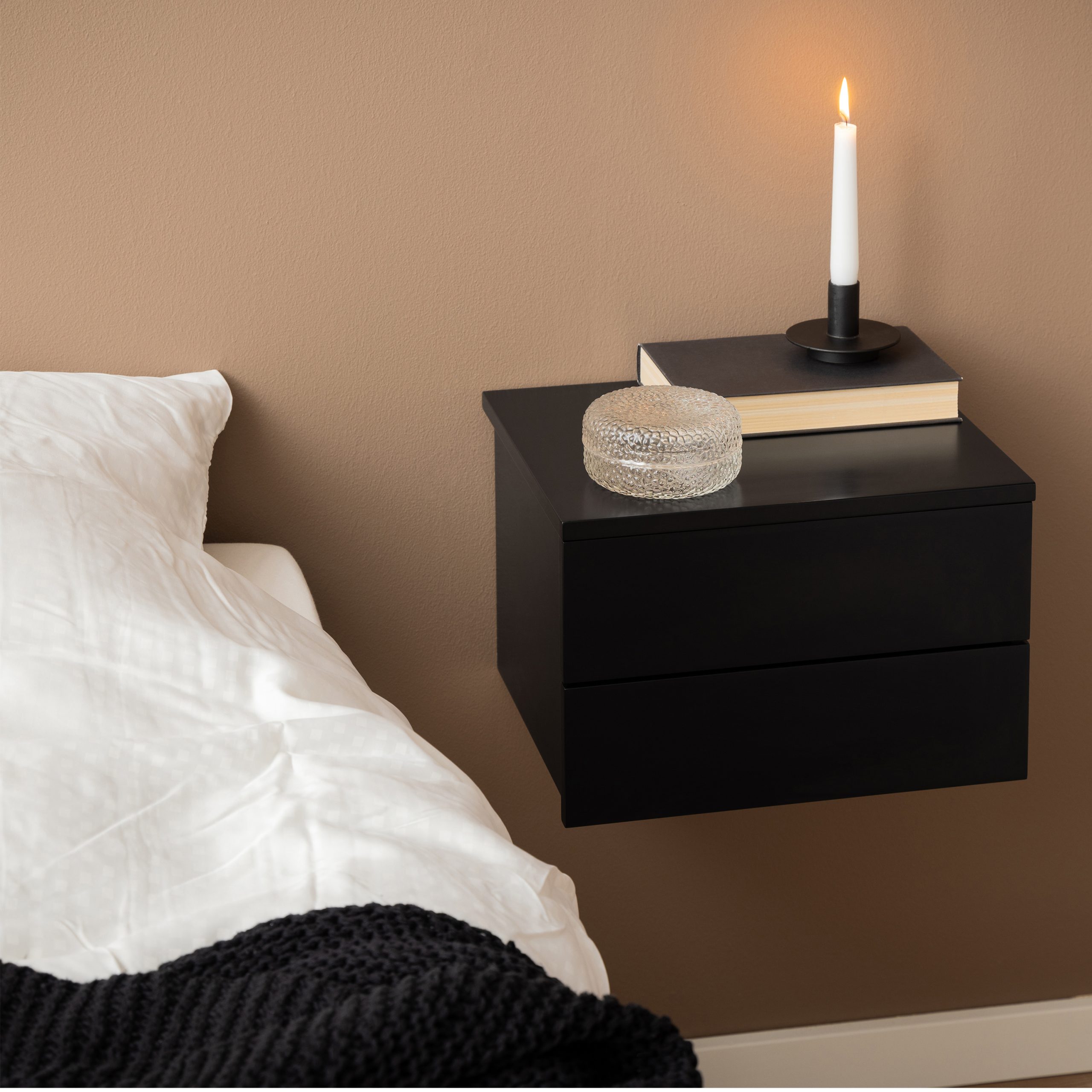 Avignon Bedside Table with 2 Drawers in Black - Image 3
