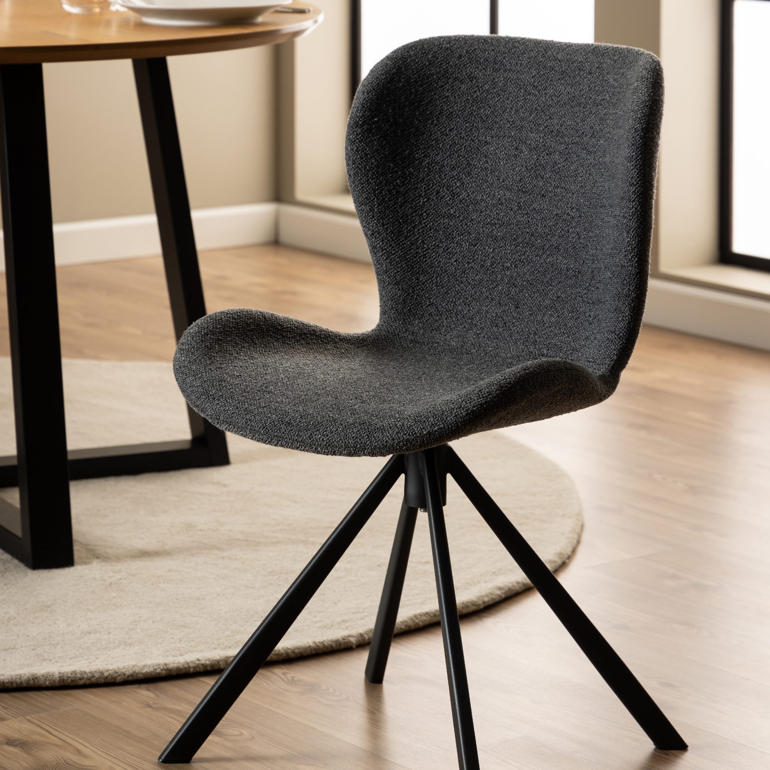 Batilda Swivel Dining Chairs in Grey Fabic Set of 2 - Image 3