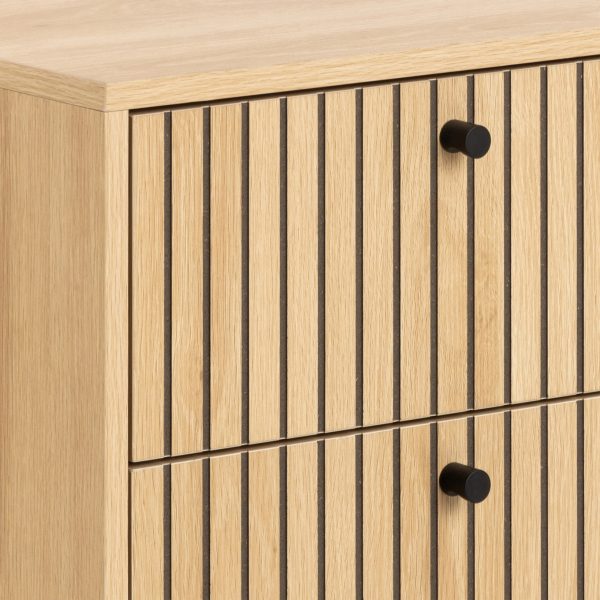 Albany 2 Drawer Bedside Table in Oak/Black Legs - Image 4