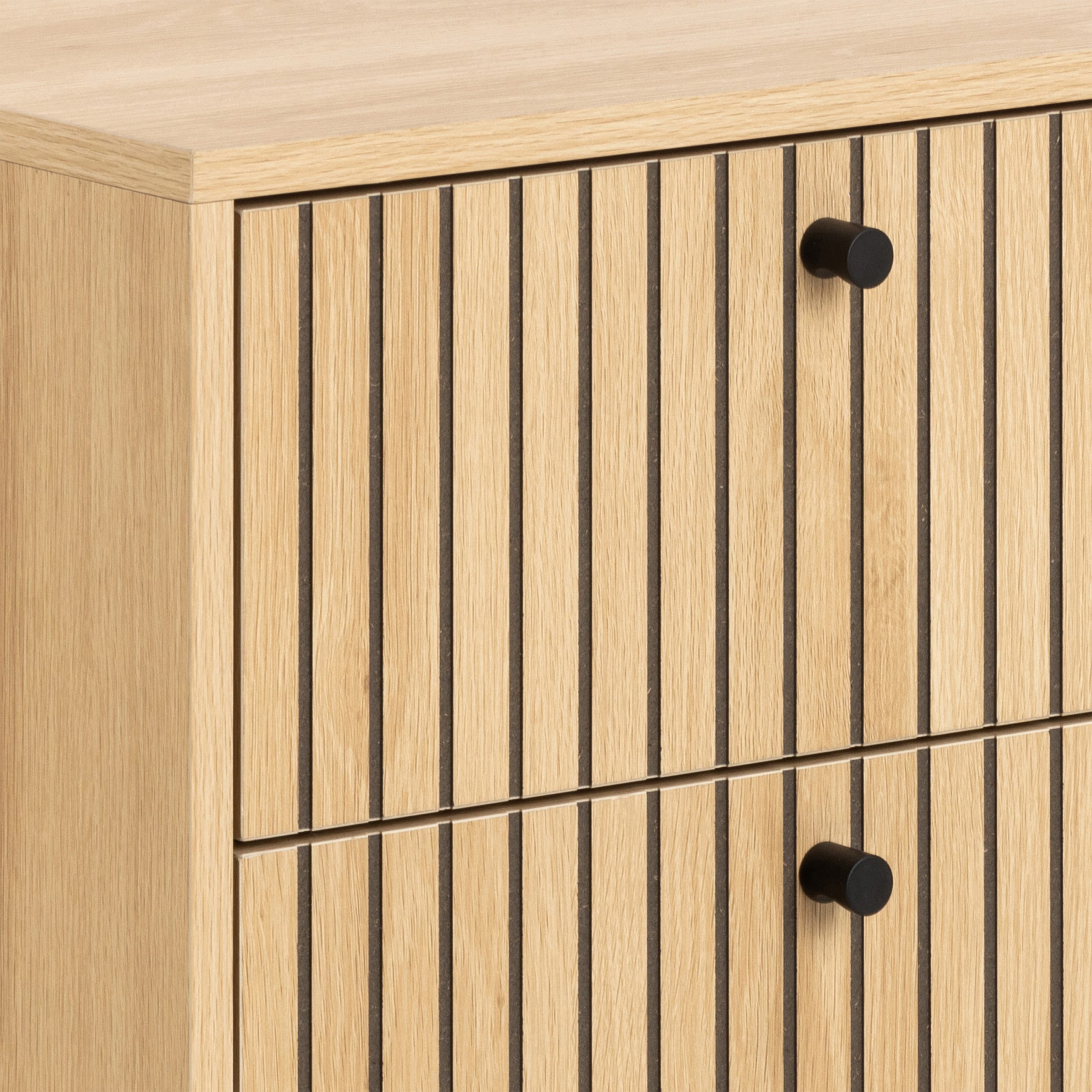 Albany 2 Drawer Bedside Table in Oak/Black Legs - Image 4