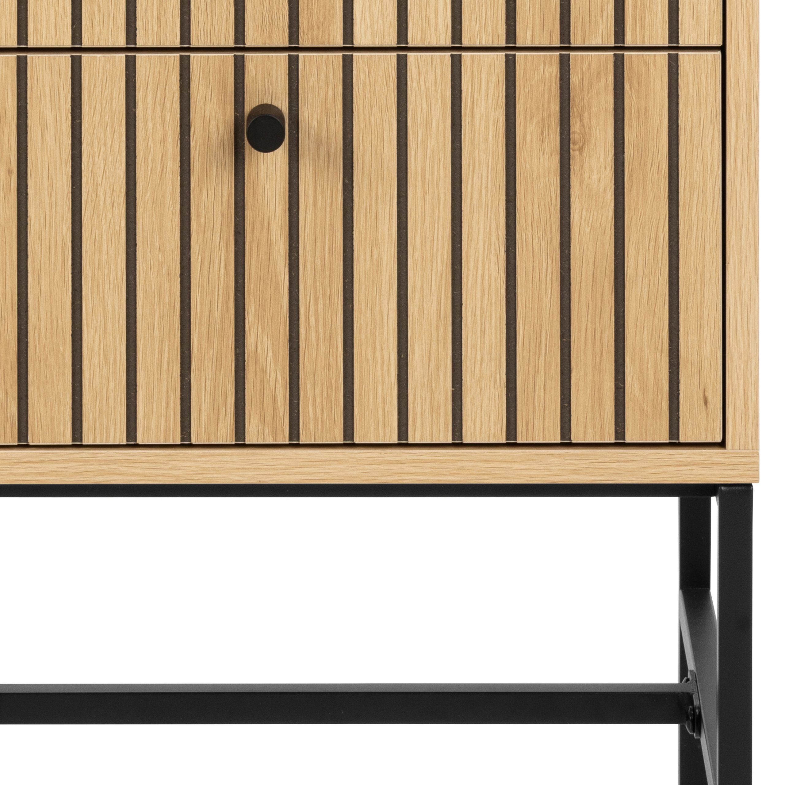 Albany 2 Drawer Bedside Table in Oak/Black Legs - Image 5