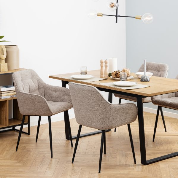 Brooke Dining Chair with Armrest in Monza Beige Set of 2 - Image 2
