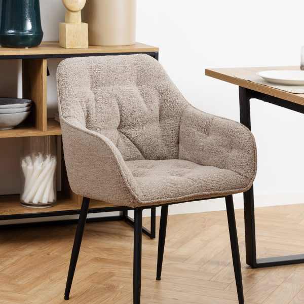 Brooke Dining Chair with Armrest in Monza Beige Set of 2 - Image 3