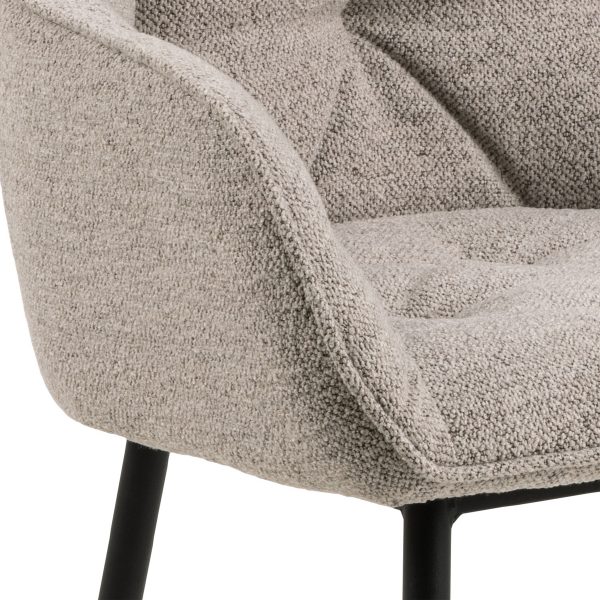 Brooke Dining Chair with Armrest in Monza Beige Set of 2 - Image 4