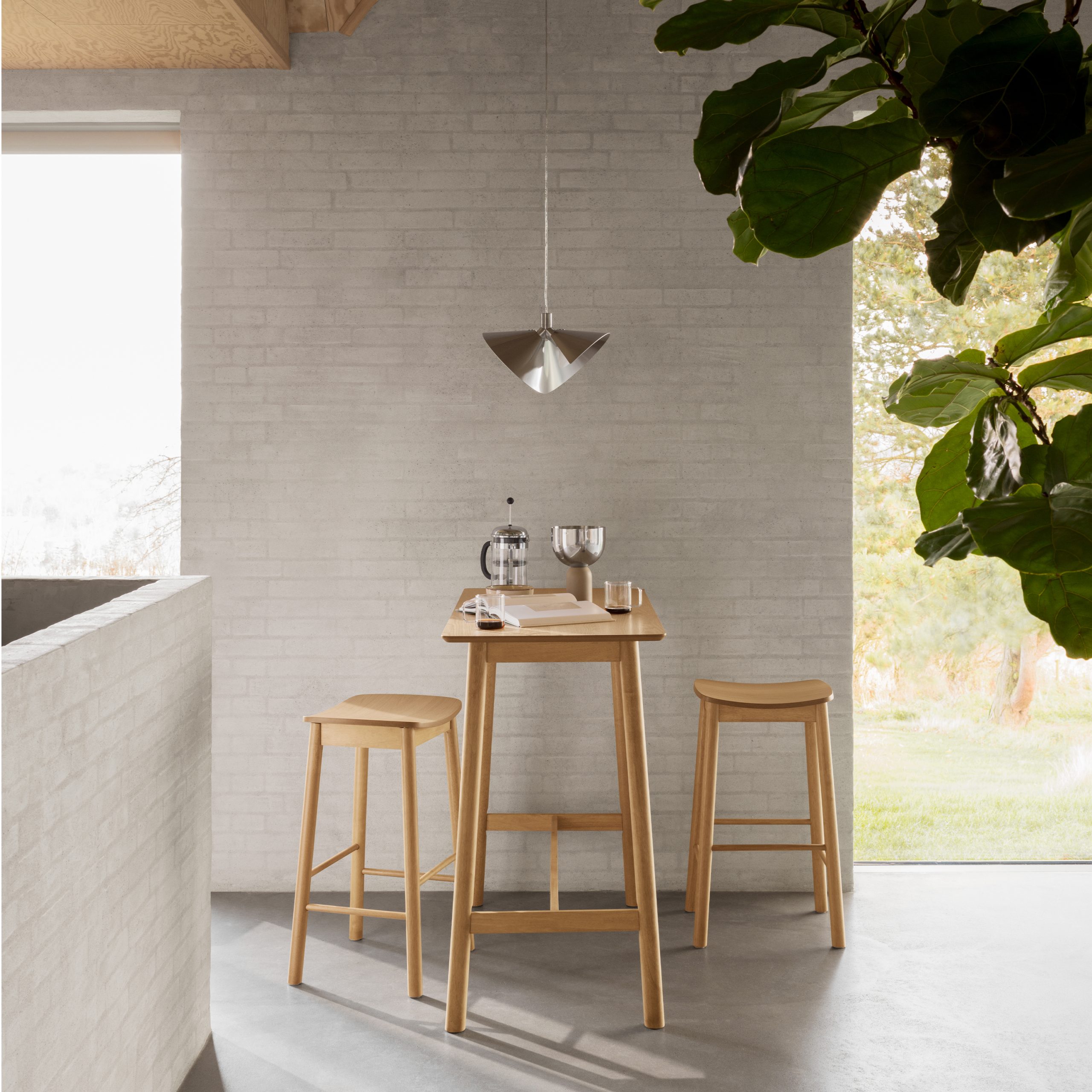 Barlow Bar Stool Without Back in Matt Oak Set of 2 - Image 2