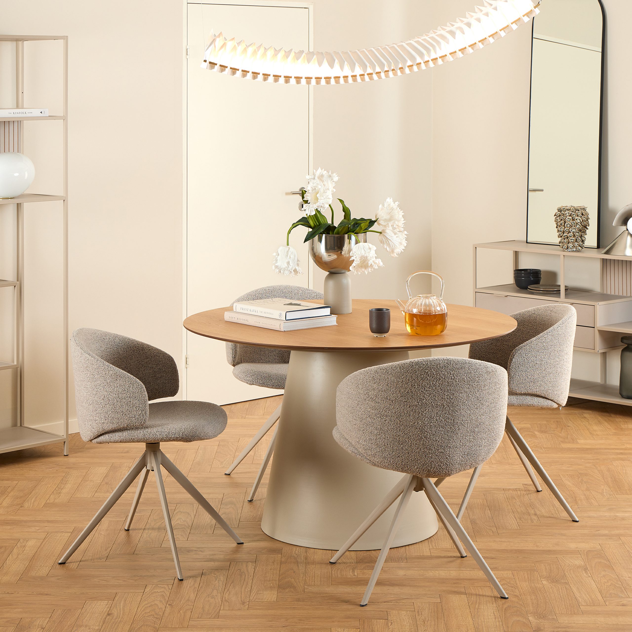 Ella Swivel Beige Dining Chair - Image 2