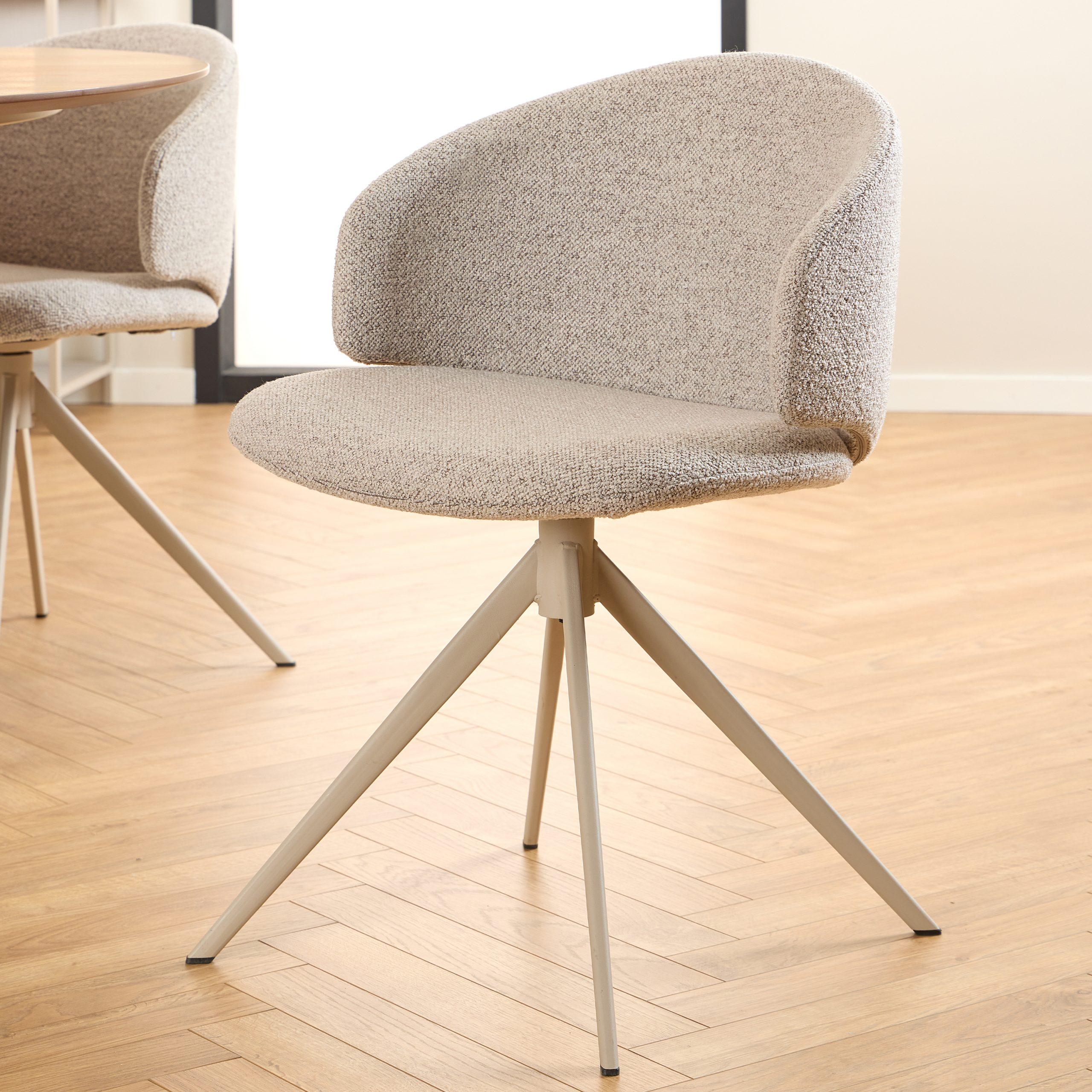 Ella Swivel Beige Dining Chair - Image 3