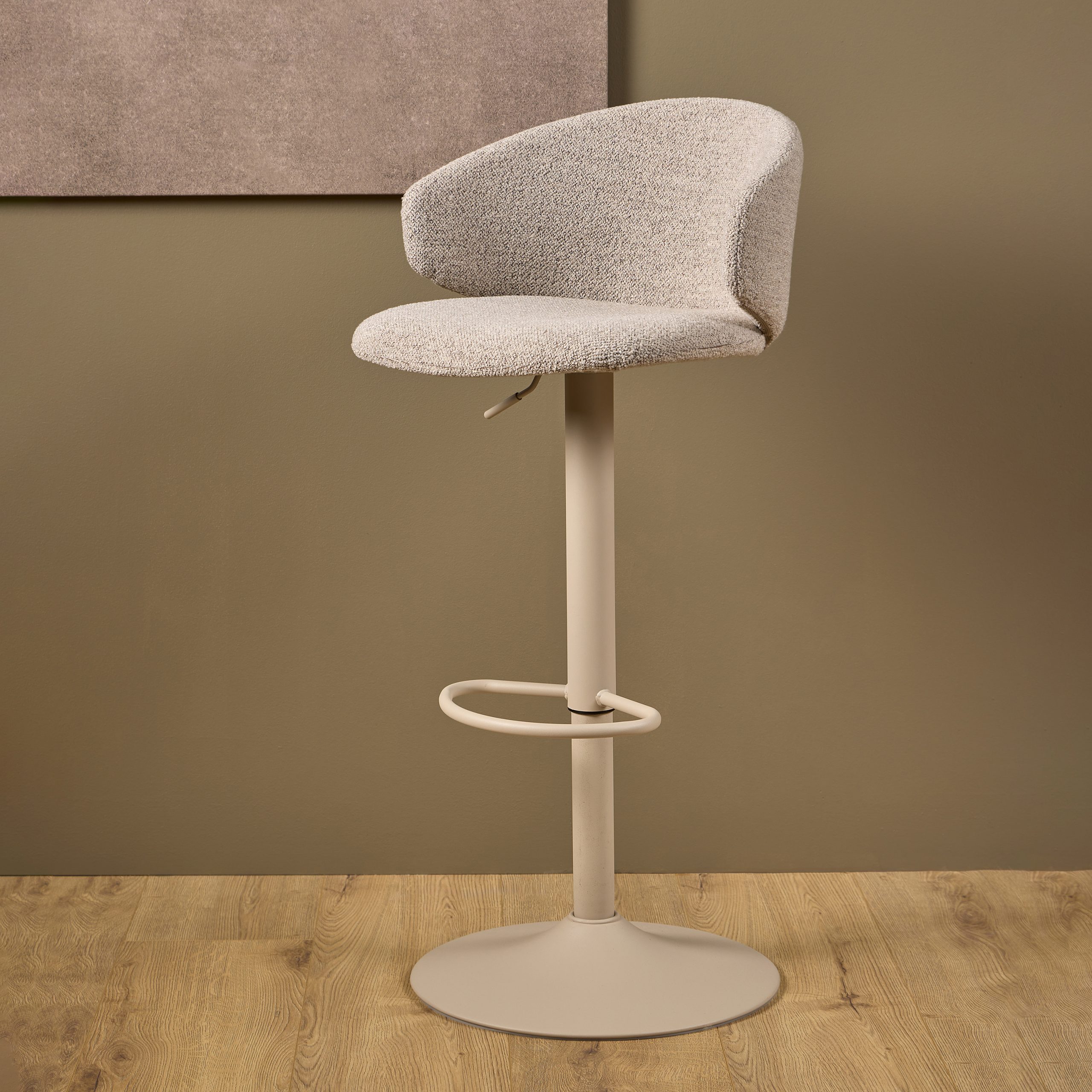 Ella Swivel Beige Bar Stool Set of 2 - Image 2
